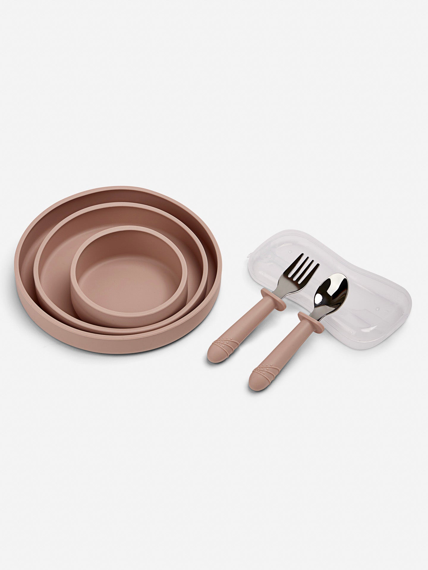 Toddler Plate Set with Cutlery | Dusty Pink