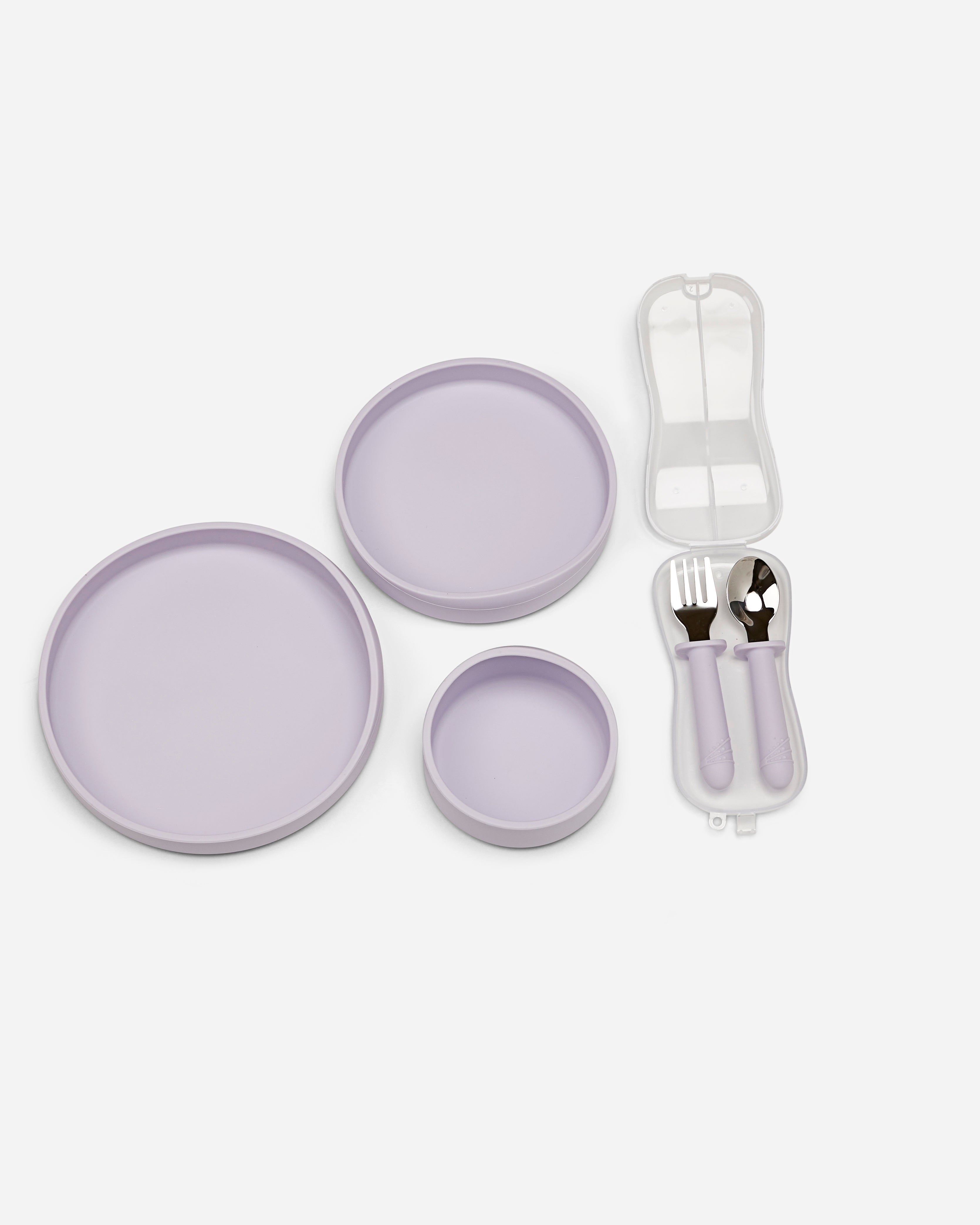 Toddler Plate Set with Cutlery | Lilac