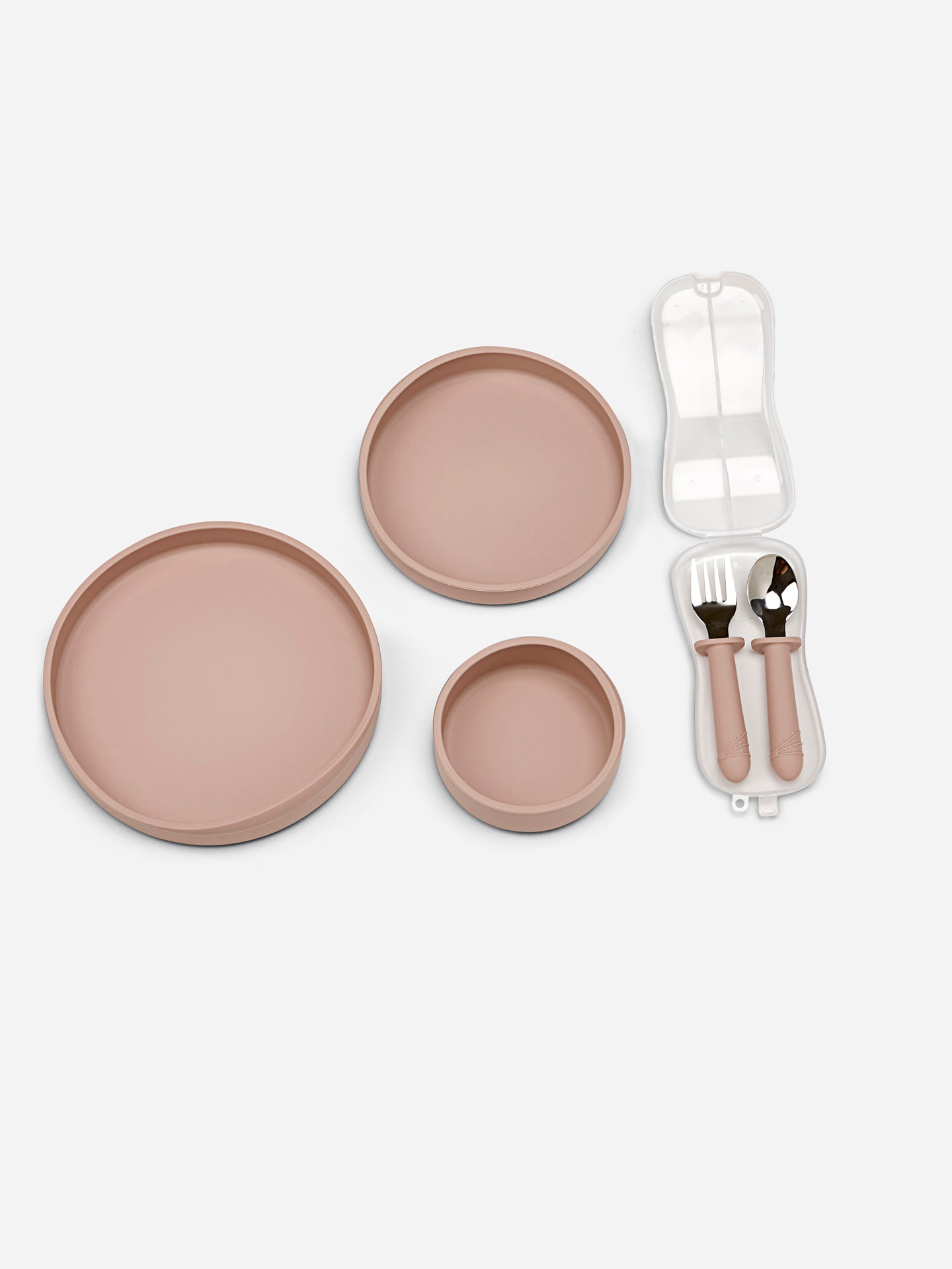 Toddler Plate Set with Cutlery | Dusty Pink