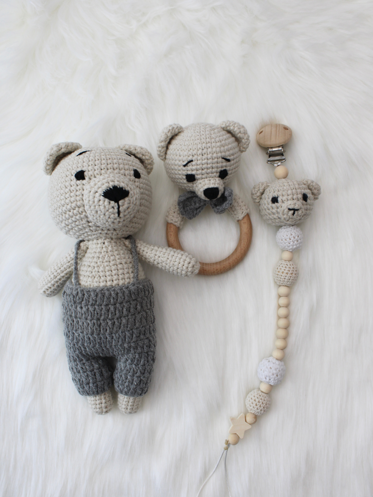 Bear Crochet Gift Set | Grey