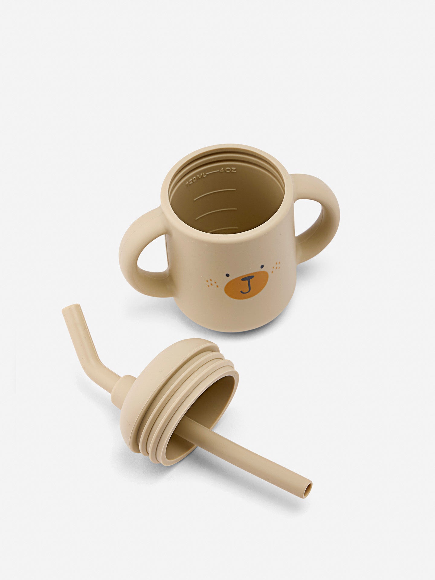 Silicone Cup with Straw Lion | Beige