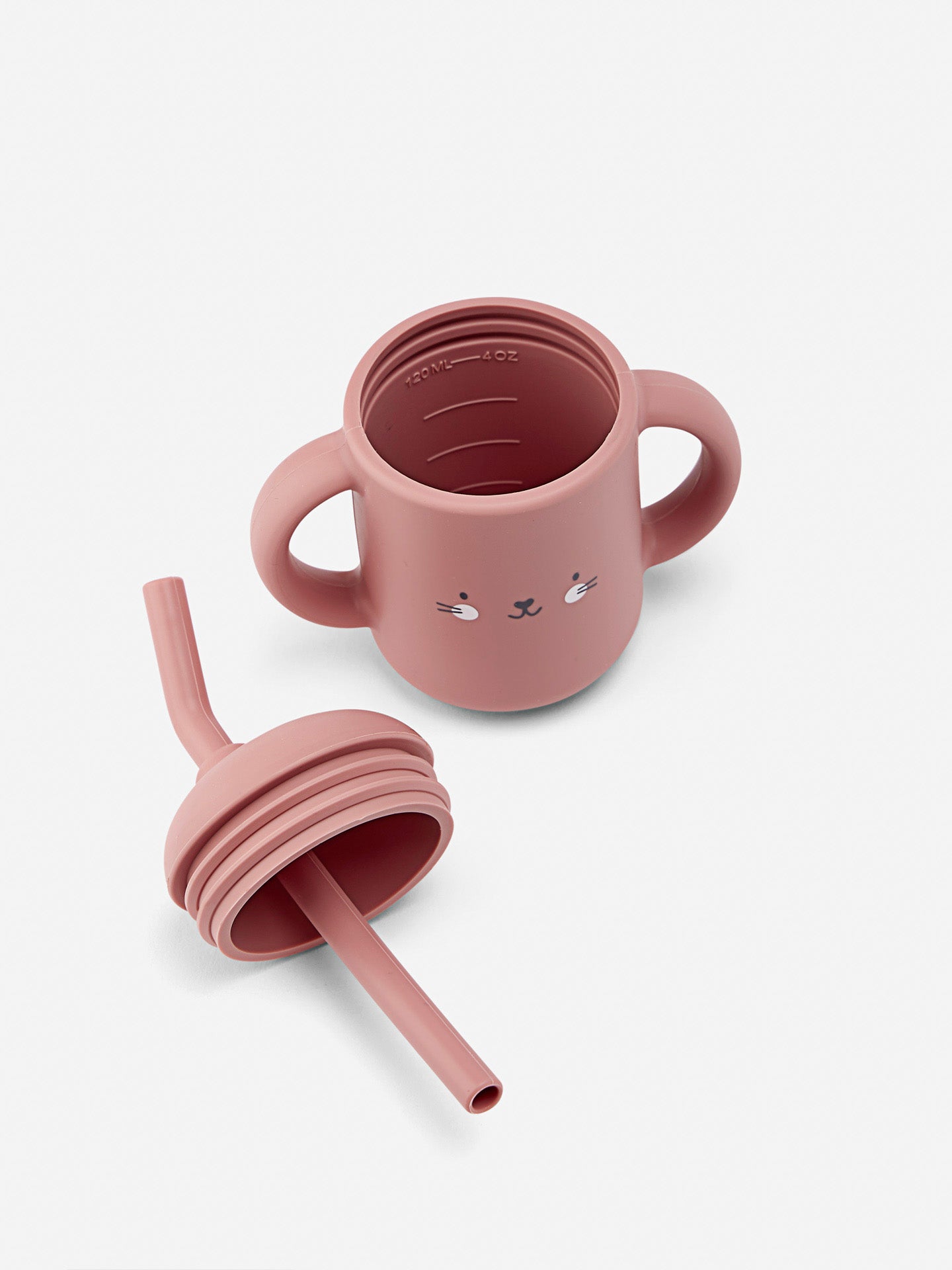 Silicone Cup with Straw Cat | Rose