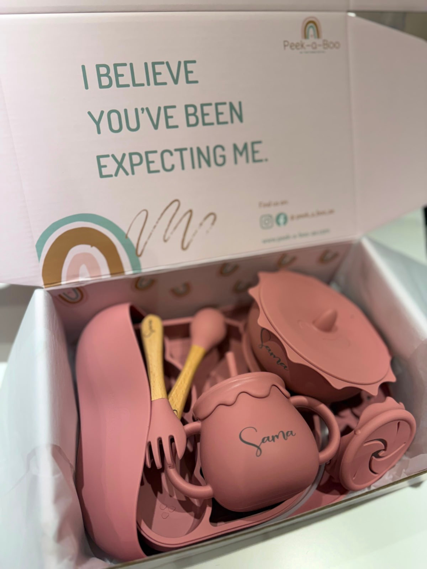 Personalised Premium Silicone Feeding Set | Rose