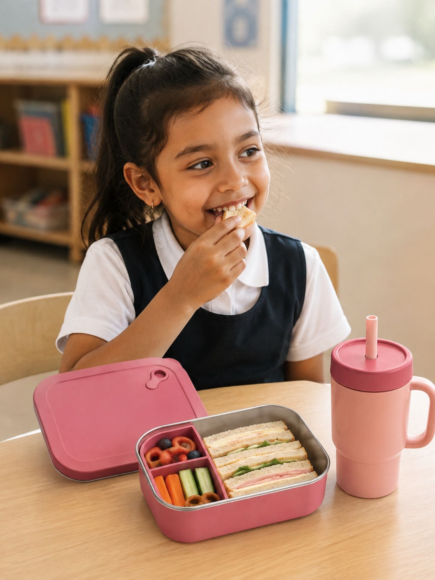 Stainless Steel Bento Lunch Box | Rose Pink