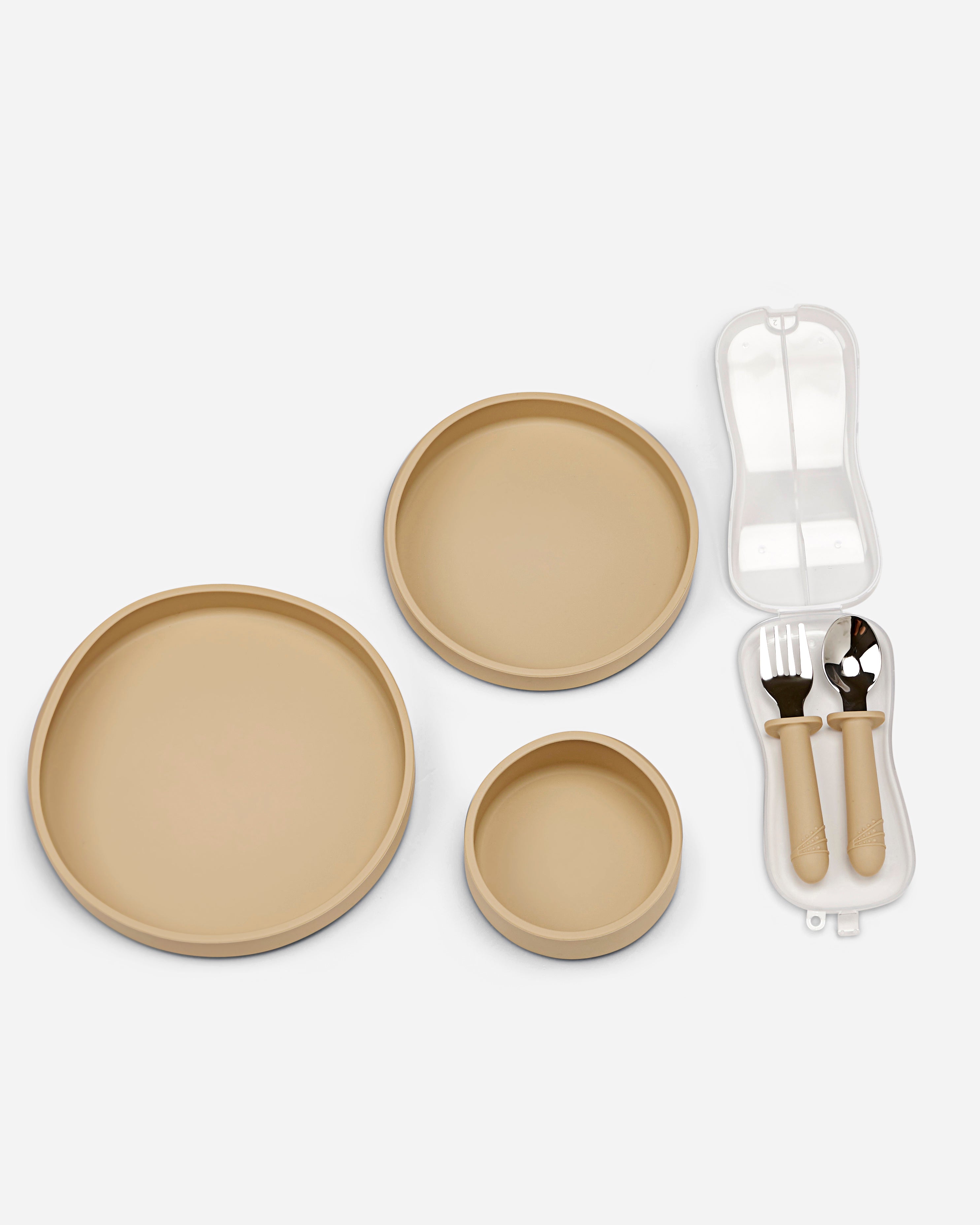 Toddler Plate Set with Cutlery | Sand