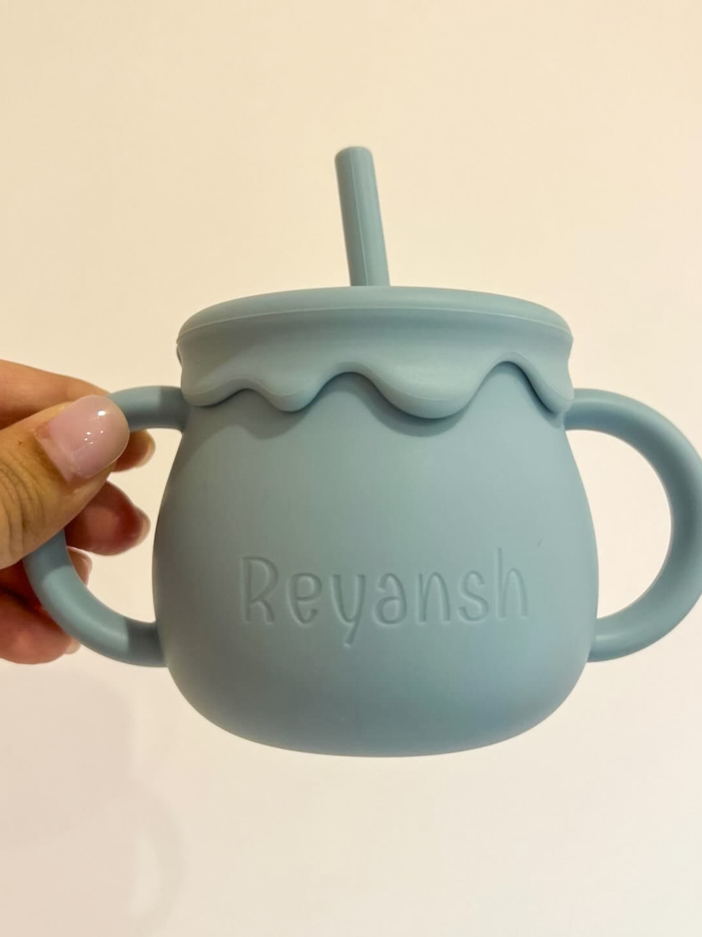 Personalised Premium Silicone Feeding Set | Dusty Blue
